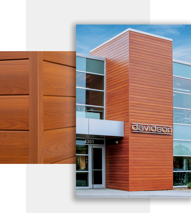 cedar façades upgraded to Levanté® wood grain aluminum for durability and minimal maintenance.